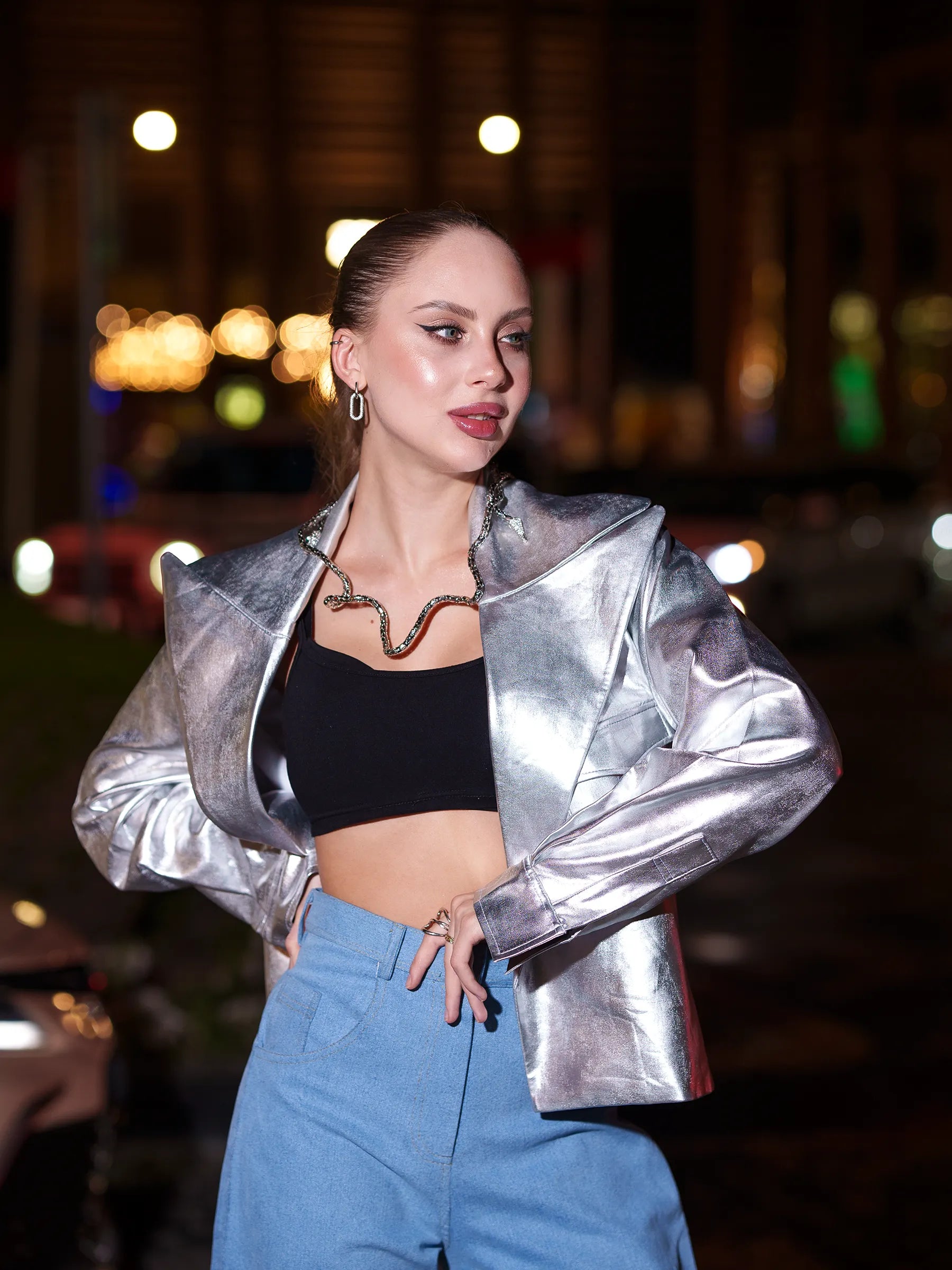 Silver Metallic Short Jacket image 4