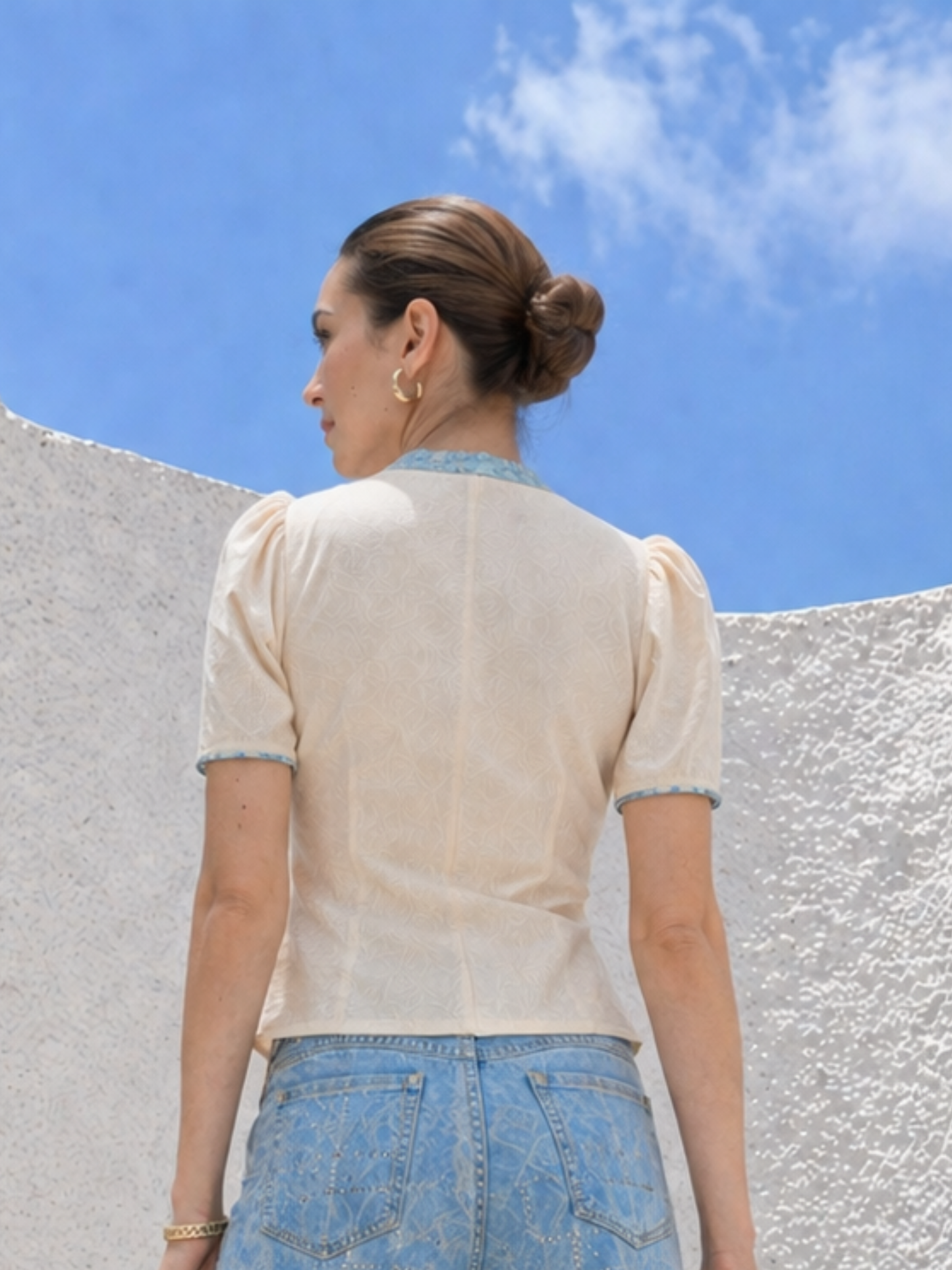 Sequin Denim Pants With Corset Fitted Top
