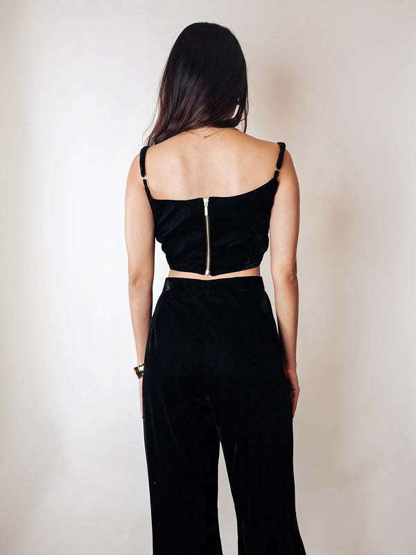 Black Velvet Crop Top