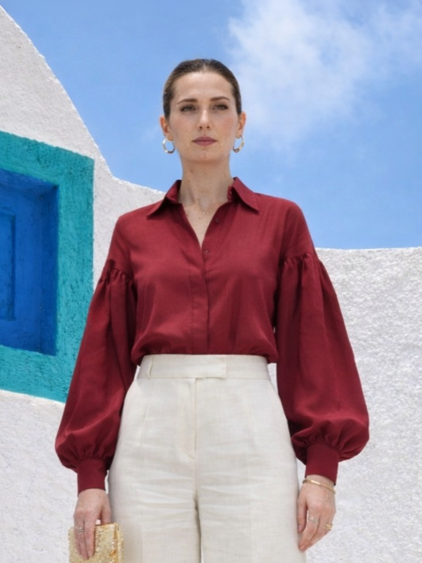 Summer linen Shirt - Maroon