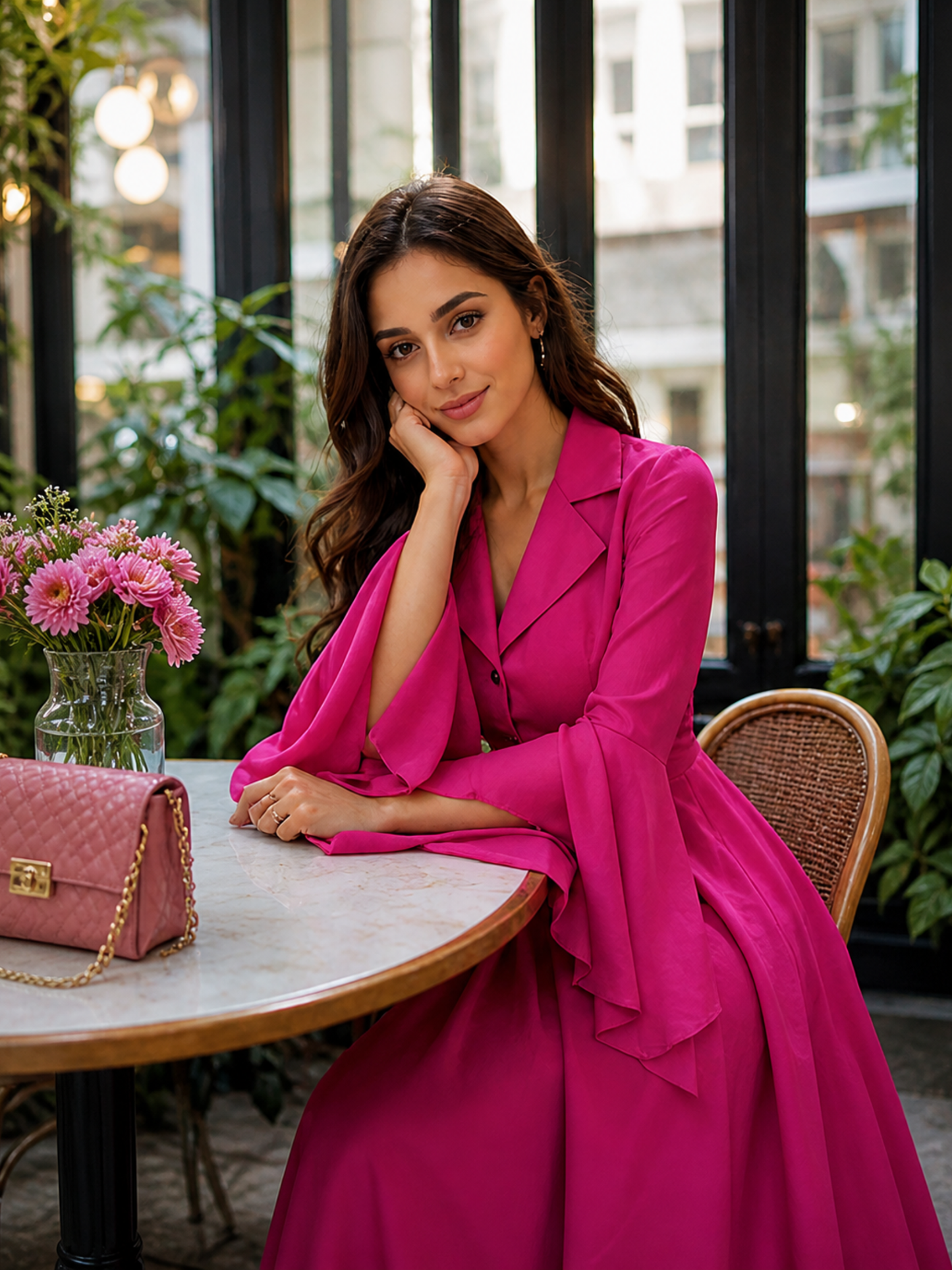 Pink Flared Frock Dress