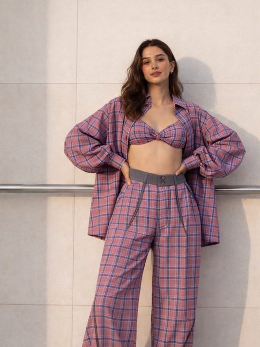 Mia - Relaxed Fit Shirt & Pants with Twisted Crop top