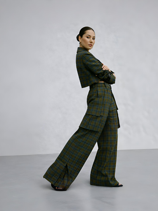 Natasha - Short Jacket with Flared Cargo Pants