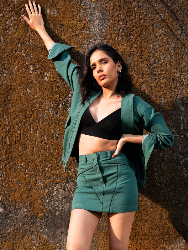 Green Denim Co-ord Set