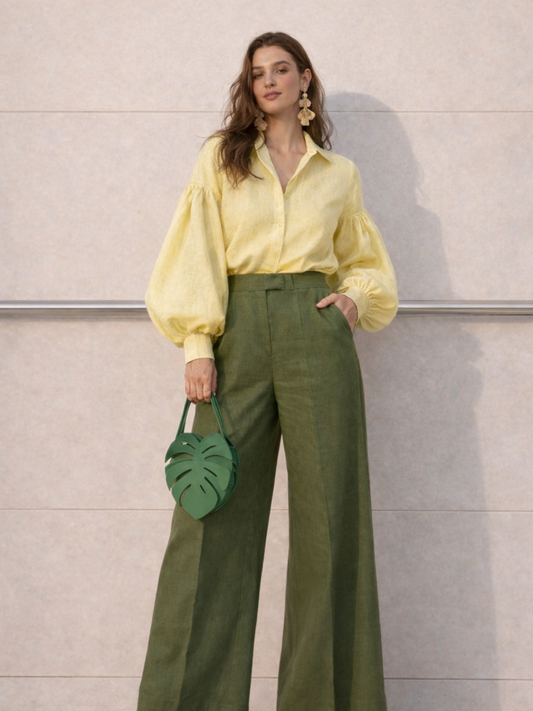Summer linen Coords set - Butter Yellow