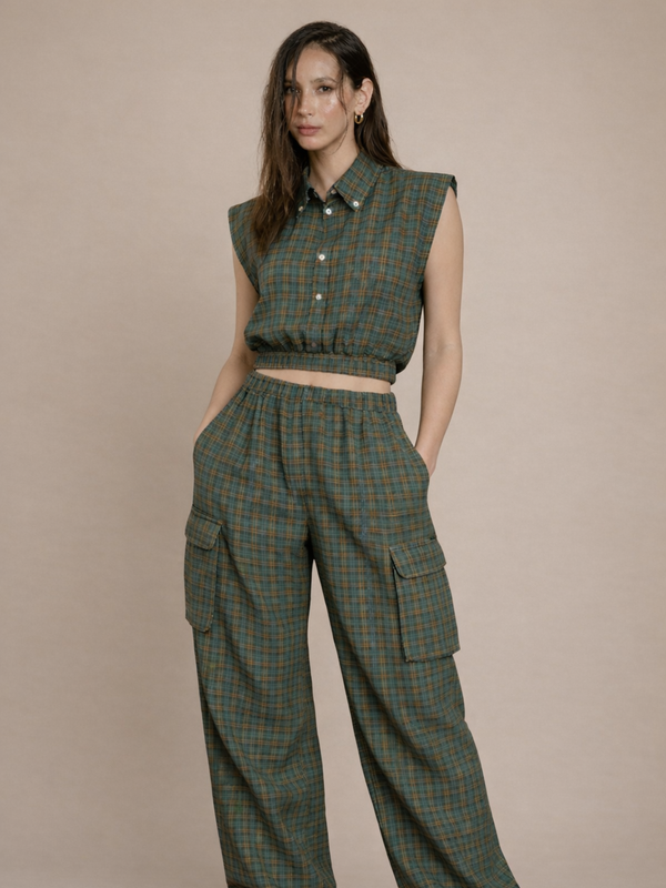 Sophie - Crop Vest Jacket and Baggy Pants