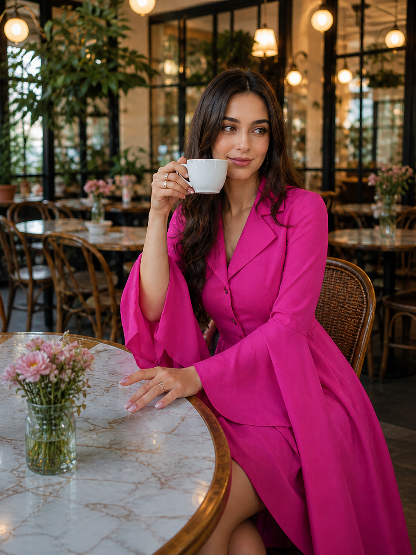 Pink Flared Frock Dress