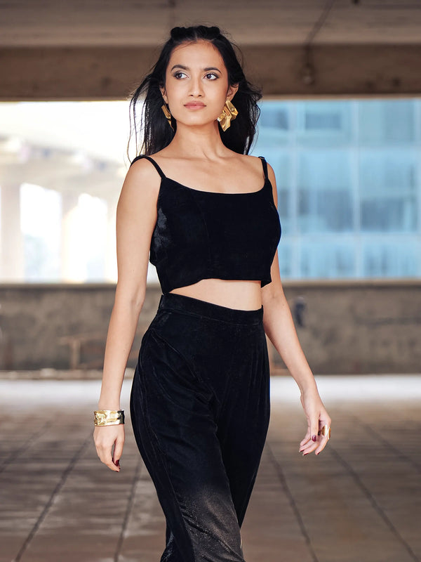 Black Velvet Crop Top