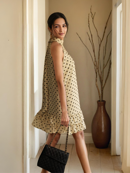 Polka Halter Neck Dress