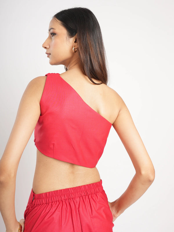 One Shoulder Top with Trouser Coord Set