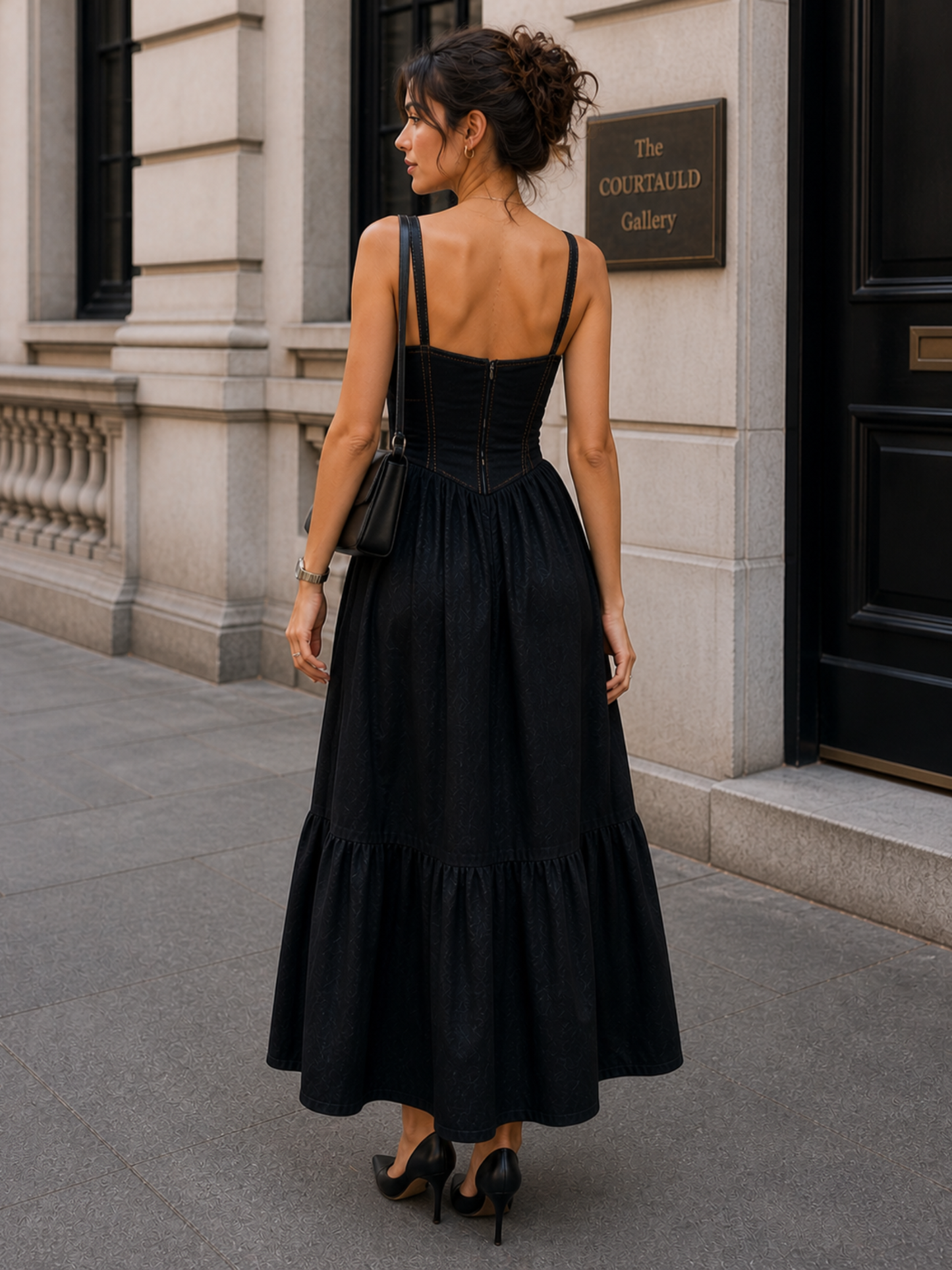 Midnight Muse Corset Midi Dress With Neck Band