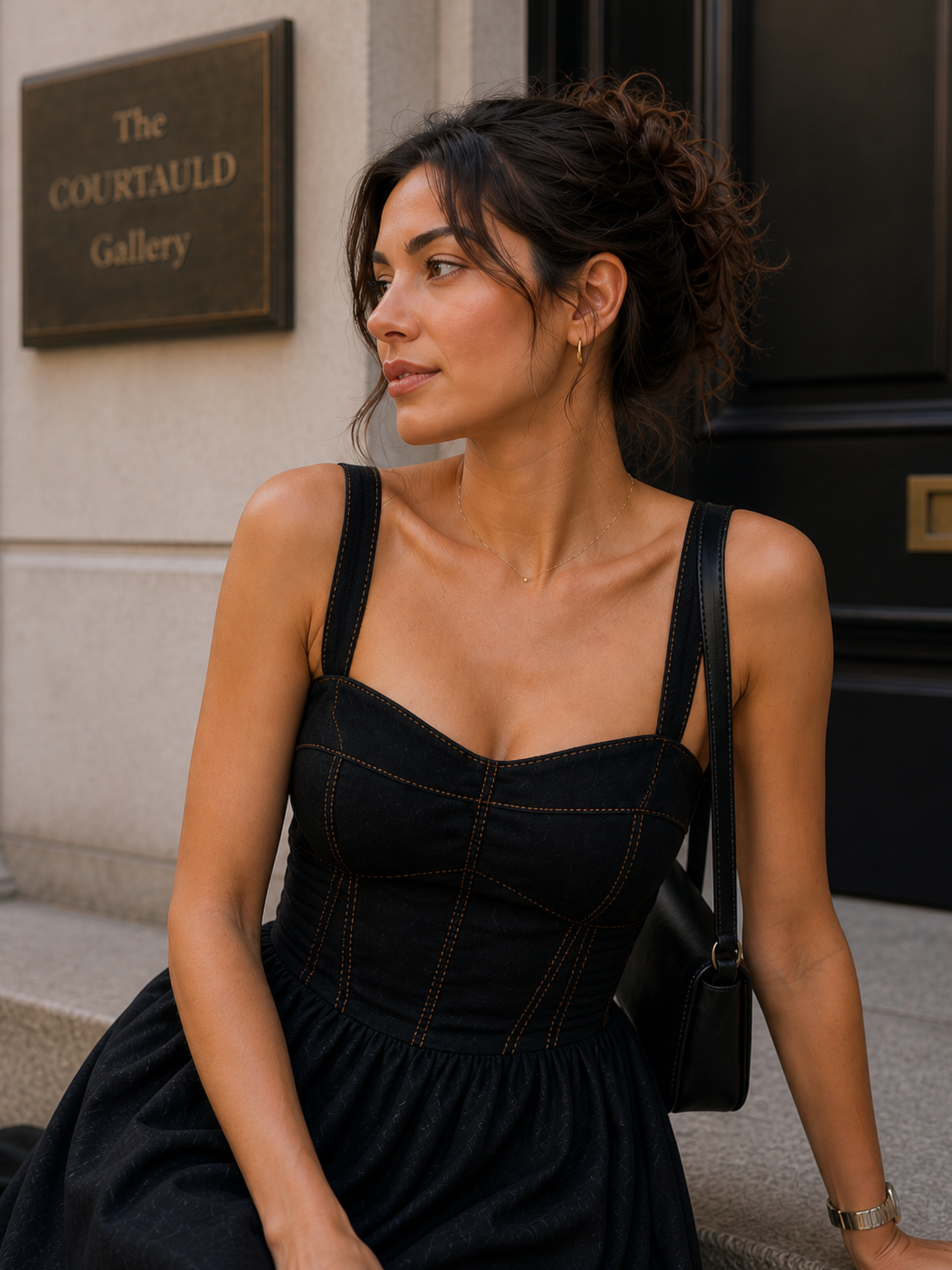 Midnight Muse Corset Midi Dress With Neck Band