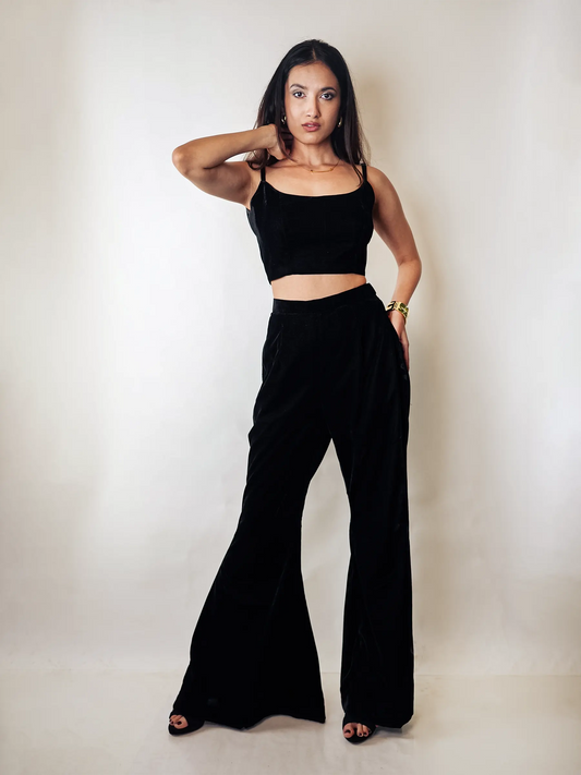 Black Velvet Bell Bottom Pants image 0