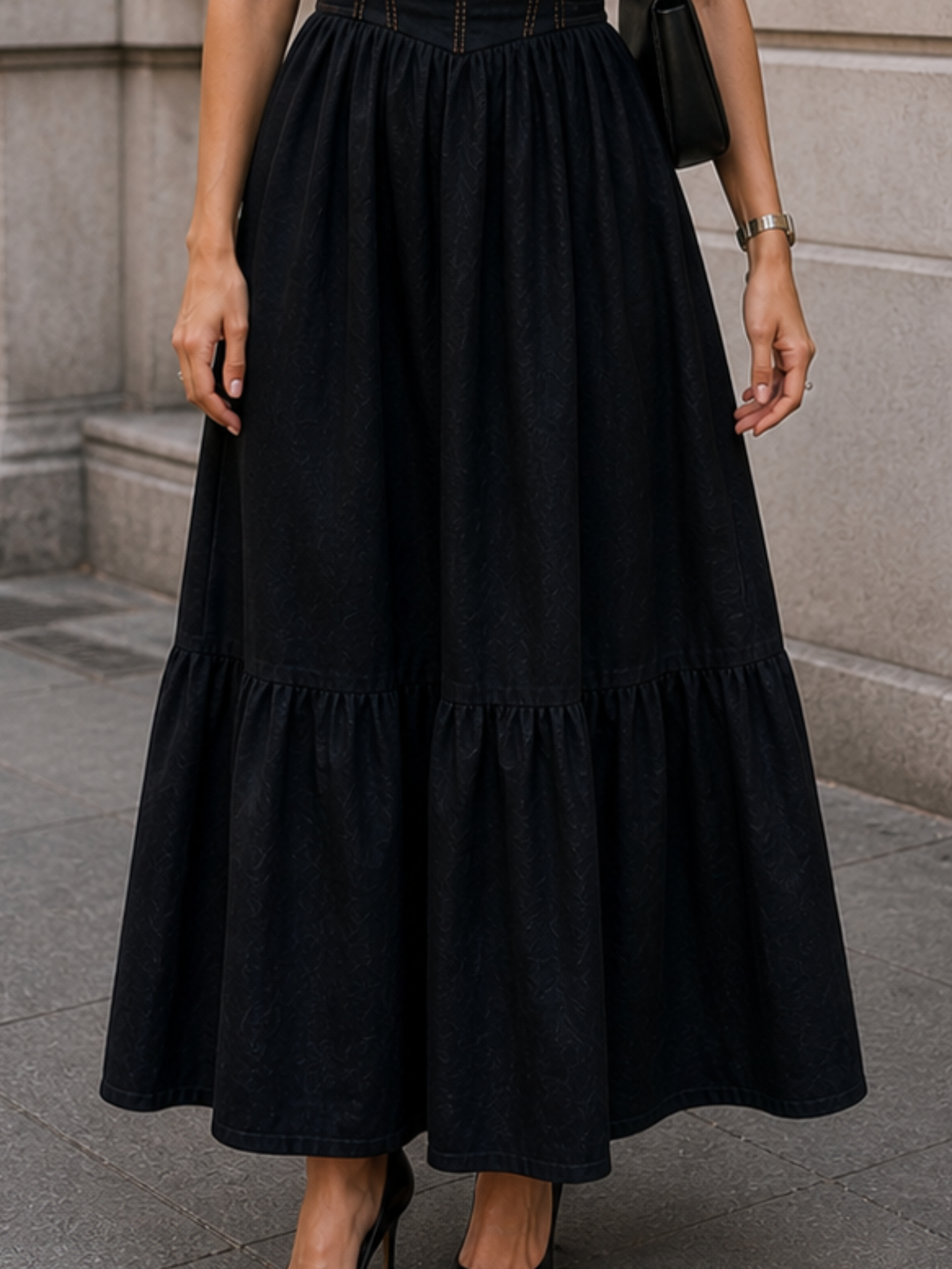 Midnight Muse Corset Midi Dress With Neck Band