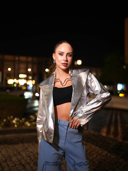 Silver Metallic Short Jacket image 0