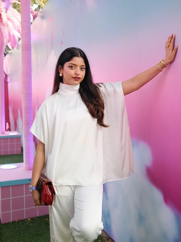 White Satin Co-ord Set