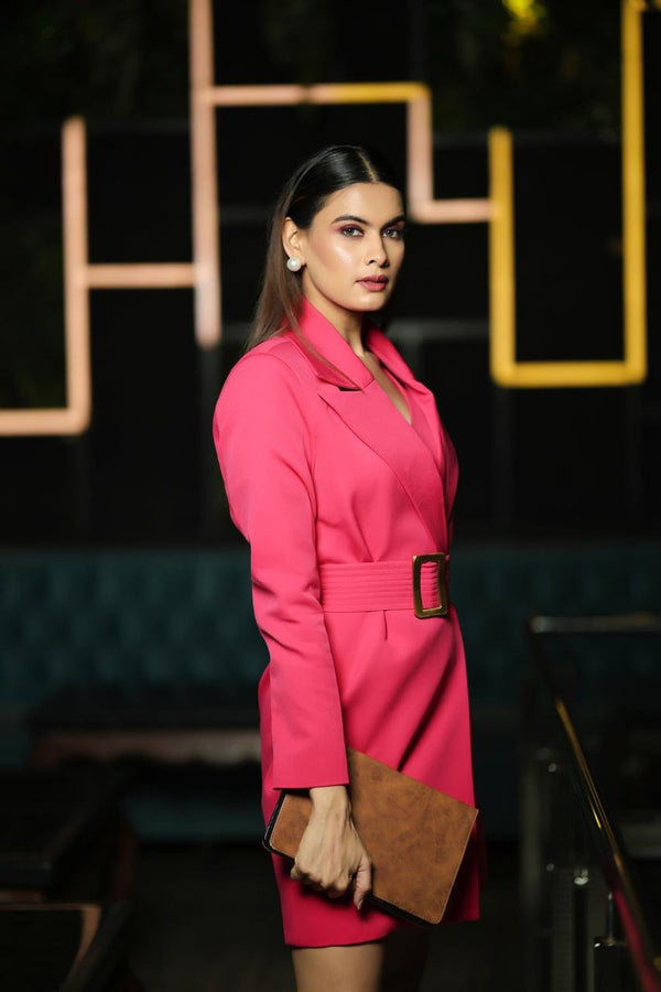 Hot Pink Statement Mini Blazer Dress