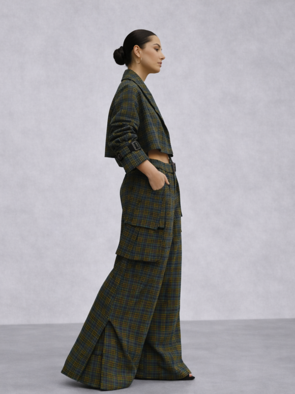 Natasha - Short Jacket with Flared Cargo Pants