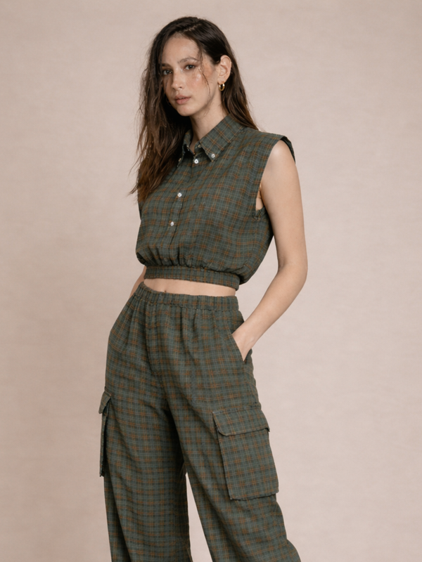 Sophie - Crop Vest Jacket and Baggy Pants