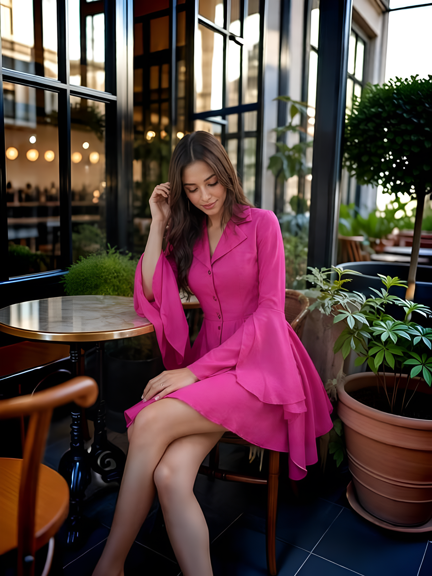 Pink Flared Frock Dress