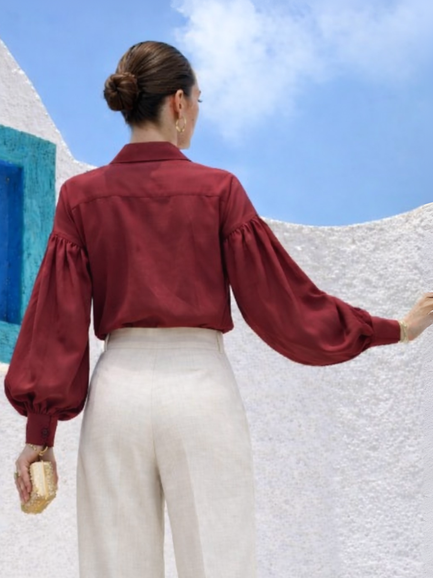 Summer linen Shirt - Maroon