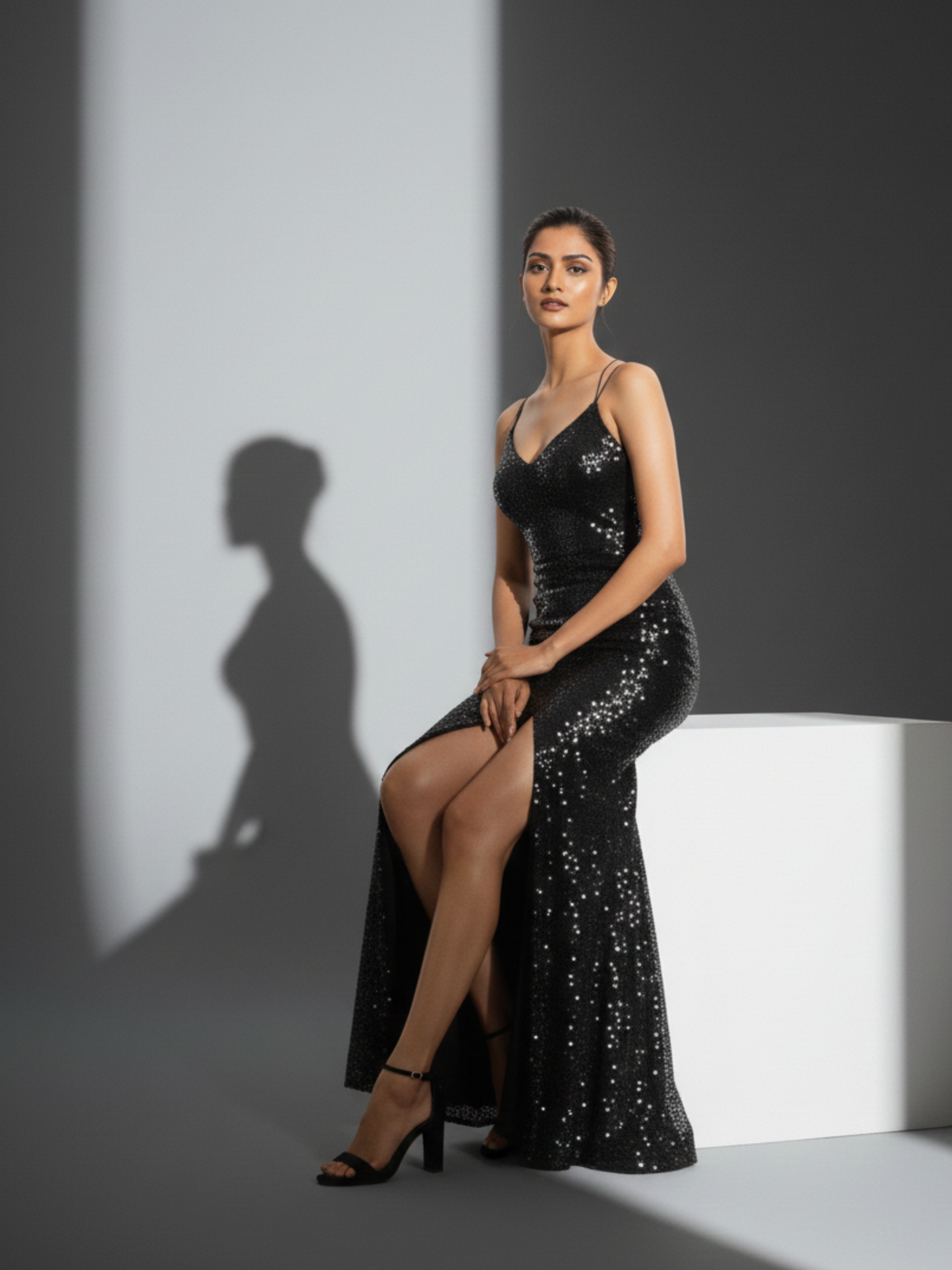 Black Sequin Gown