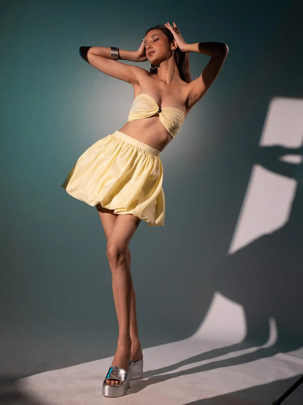 Tie-Up Pleated Bralette & Balloon Bounce Skirt Coord Set