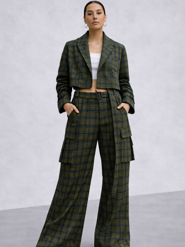 Natasha - Short Jacket with Flared Cargo Pants