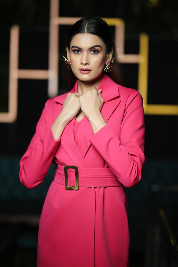 Hot Pink Statement Mini Blazer Dress