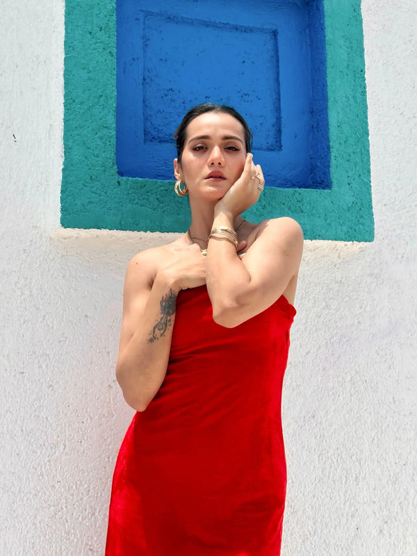 Velvet Blaze Evening Gown