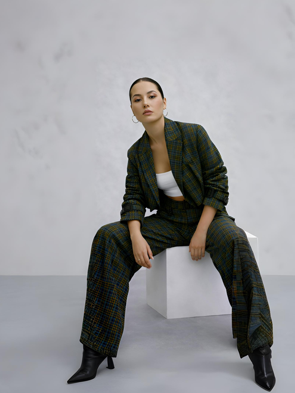 Natasha - Short Jacket with Flared Cargo Pants