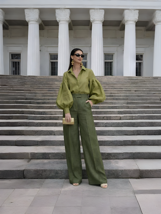 Summer linen Coords set - Olive