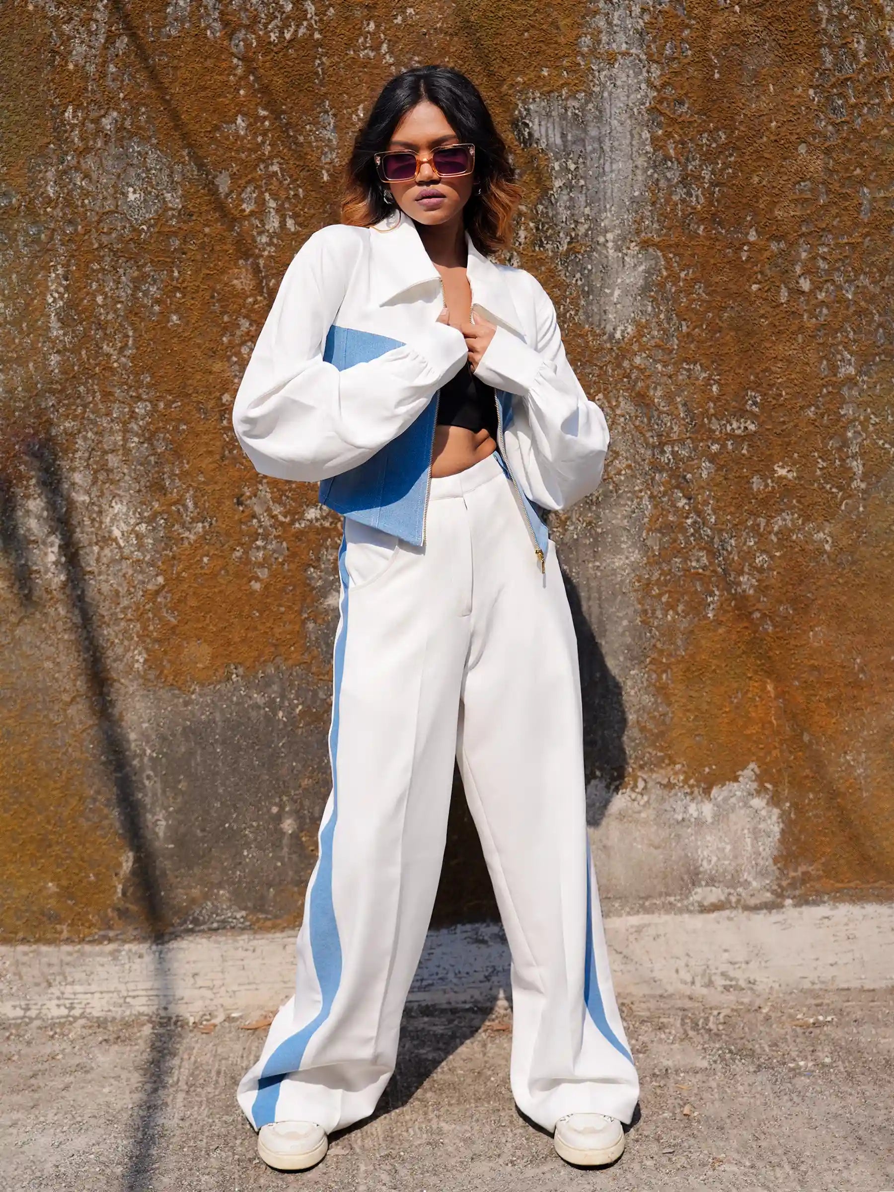 White & Denim Jacket Trouser Co-ord Set image 4