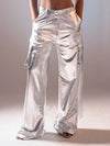 Silver Metallic Cargo Pants image 0