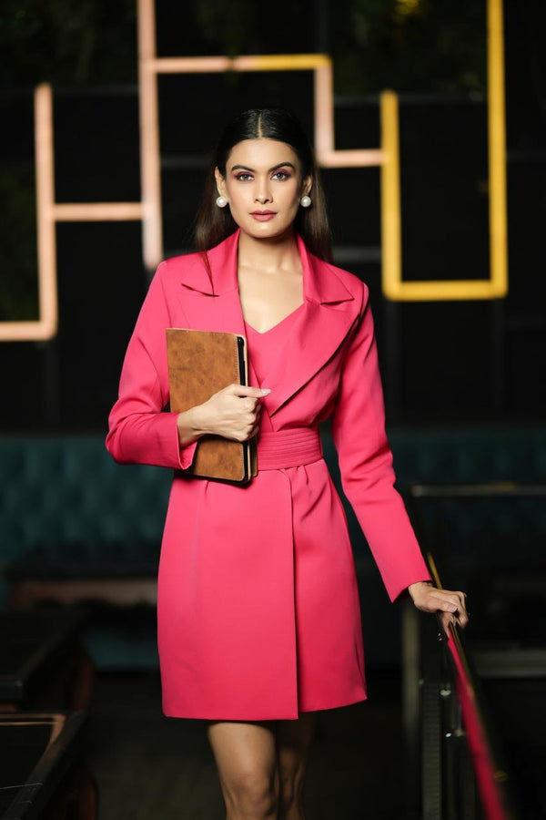 Hot Pink Statement Mini Blazer Dress