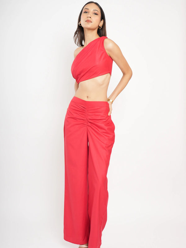 One Shoulder Top with Trouser Coord Set