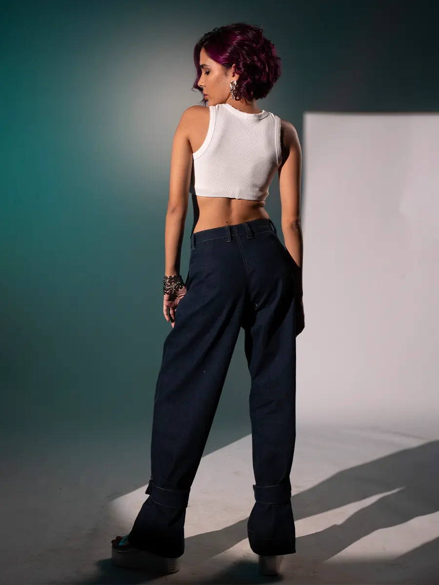 Loose Fit High Waisted Denim Pants image 2