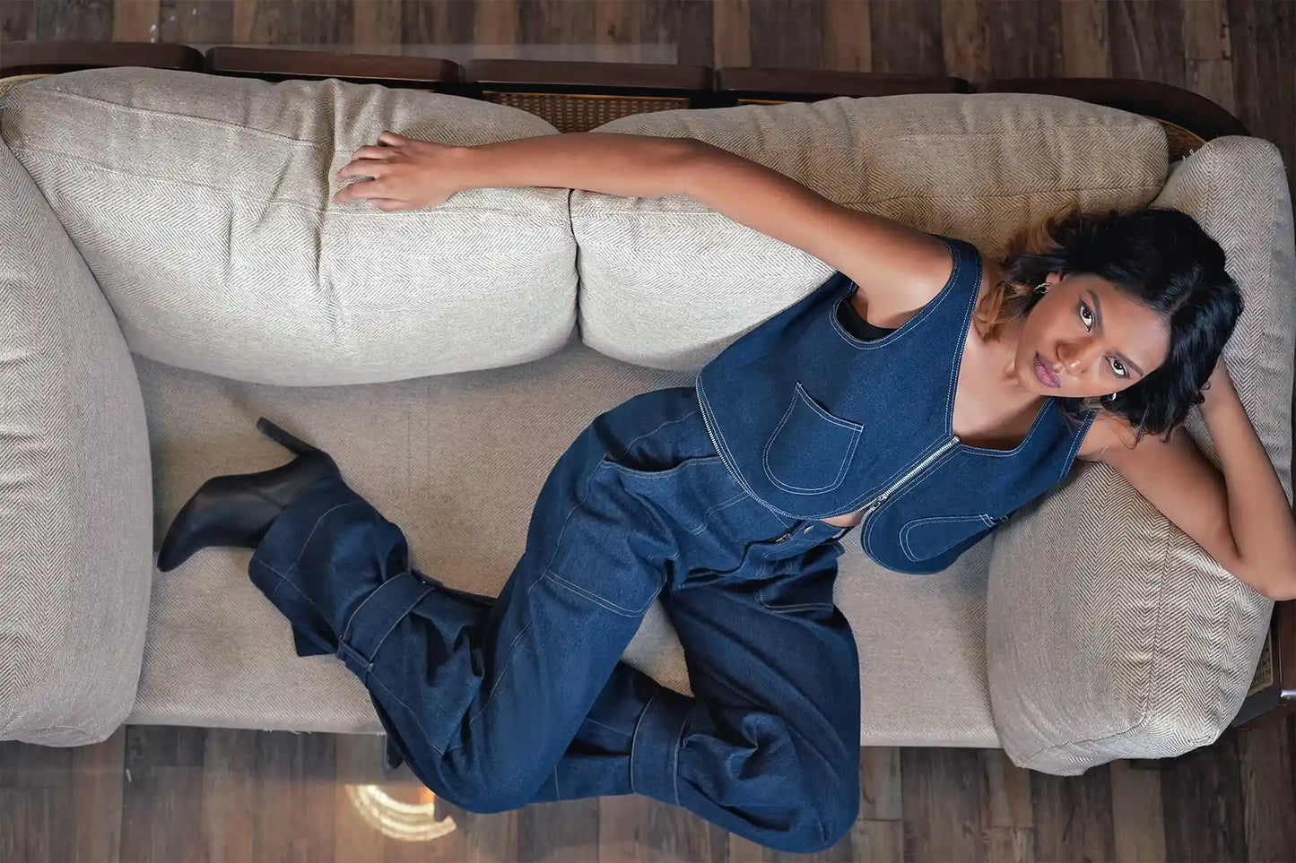 Versatile Denim Co-Ord Set with Convertible Top & Adjustable Jeans image 5