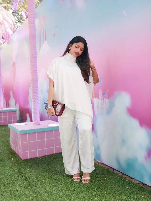 White Satin Co-ord Set