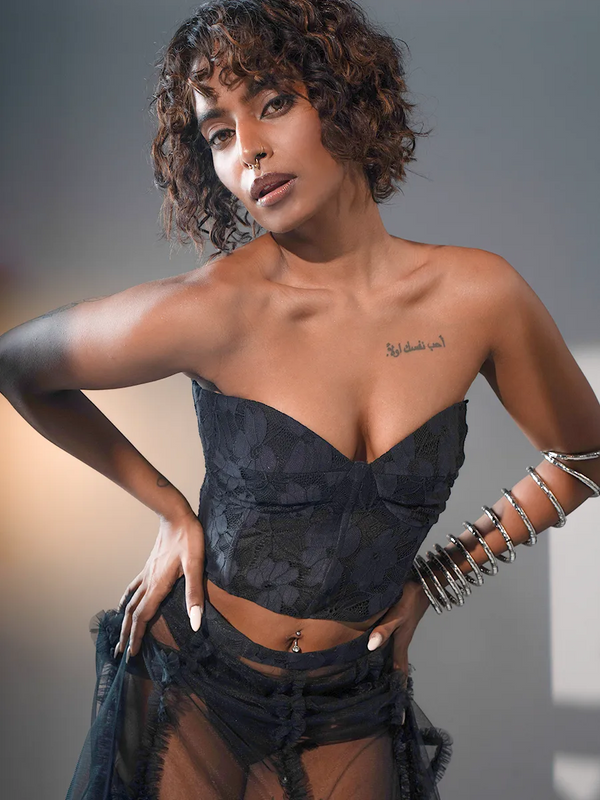 Black Lace Corset Top & Skirt