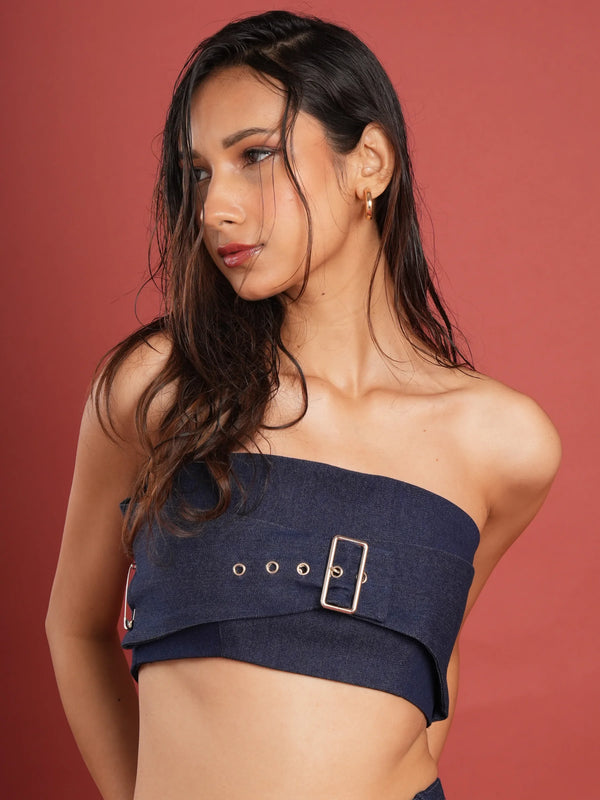 Sculpted Denim Coord with Rebel Cut Out Twist