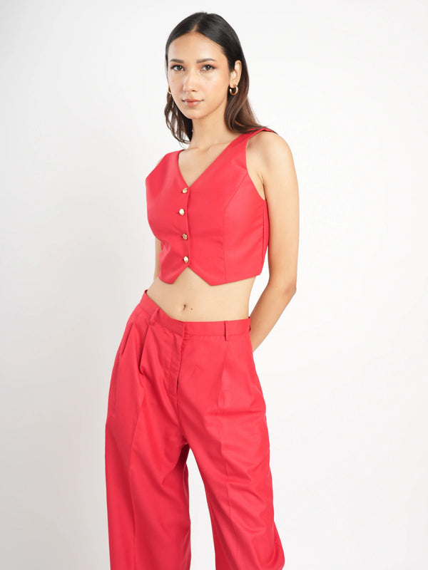 Pleated Trousers with Waistcoat Coord Set