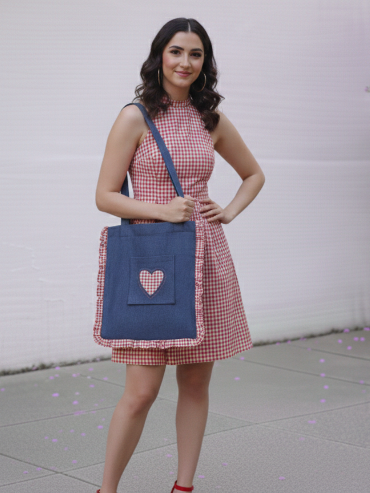 Red Check Halter Mini dress