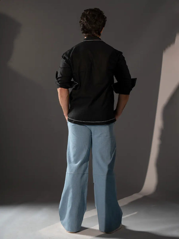 Loose Fit Denim Pants - Light Blue