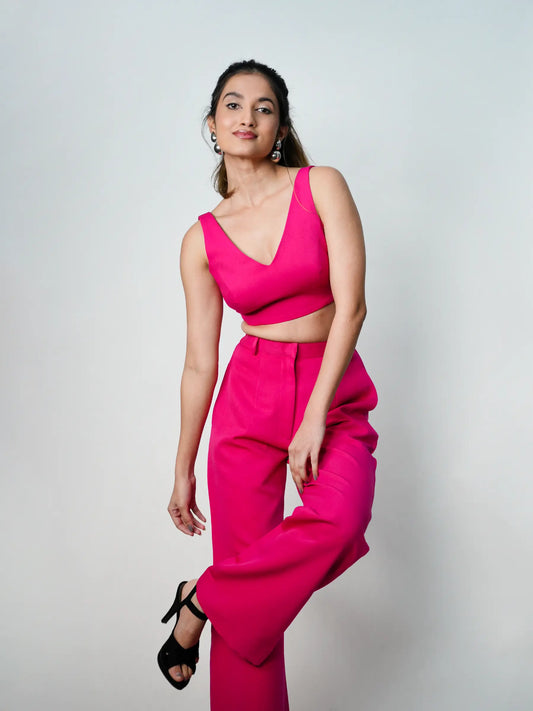 Pink Semi-Formal Loose Straight Pants image 0
