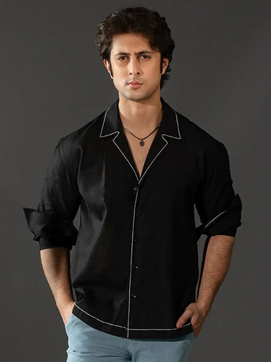 Black Shirt with Thread Detail image 0