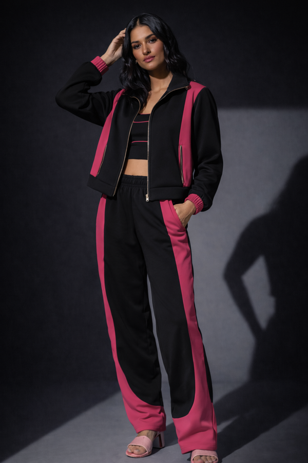 Black & Pink Jacket and Trouser coord set