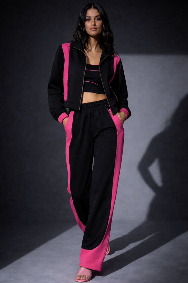 Black & Pink Jacket and Trouser coord set