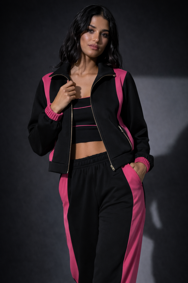Black & Pink Jacket and Trouser coord set