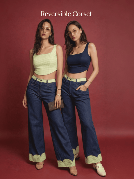 Denim & Checks Reversible corset
